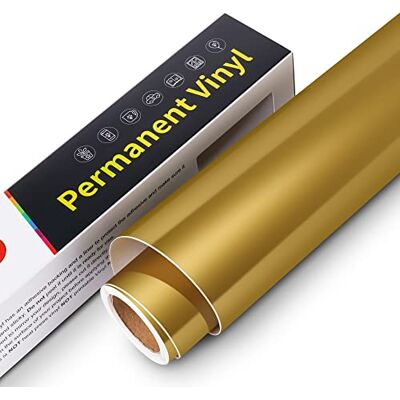 Astonatick Permanent klevend vinyl, 30,5 cm x 305 cm, vinylrol, permanent waterdicht, voor Cricut, Silhouette Cameo, stickers, decoraties (mat goud) Astonatick Permanent klevend vinyl, 30,5 cm x 305 cm, vinylrol, permanent waterdicht, voor Cricut, Silhouette Cameo, stickers, decoraties (mat goud)
