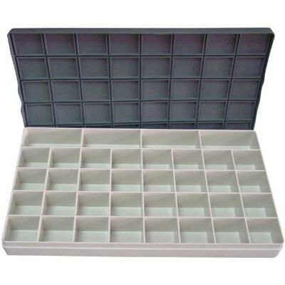 Honsell 52224: kunststof pallet met deksel en vakken, ca. 29 x 16 x 2,8 cm, palletbox met 36 vakken, absoluut lekvrije sluiting, geen convergentie of uitdroging van de kleuren Honsell 52224: kunststof pallet met deksel en vakken, ca. 29 x 16 x 2,8 cm, palletbox met 36 vakken, absoluut lekvrije sluiting, geen convergentie of uitdroging van de kleuren