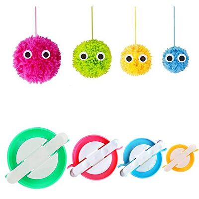 RRigo Set voor het maken van pompons in 4 maten voor het maken van pluche pompons, wevennaalden, breien, knutselen, decoratie voor kinderen en volwassenen (4) RRigo Set voor het maken van pompons in 4 maten voor het maken van pluche pompons, wevennaalden, breien, knutselen, decoratie voor kinderen en volwassenen (4)