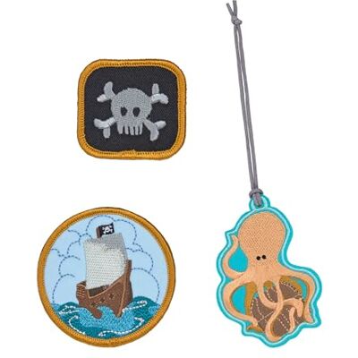 Lässig Set hangers en patches (3 stuks) voor school met drukknop / schoolpatches set piraten Lässig Set hangers en patches (3 stuks) voor school met drukknop / schoolpatches set piraten