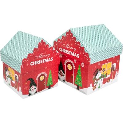 Idena 30483 geschenkdoos met deksel, 2 stuks in verschillende maten, kersthuis in doos Idena 30483 geschenkdoos met deksel, 2 stuks in verschillende maten, kersthuis in doos