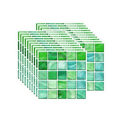 FBBULES 20 stuks tegelstickers, zelfklevend, hittebestendig, waterdicht, voor keuken, woonkamer, mozaïek, groen (10 x 10 cm/ 4 x 4 inches) FBBULES 20 stuks tegelstickers, zelfklevend, hittebestendig, waterdicht, voor keuken, woonkamer, mozaïek, groen (10 x 10 cm/ 4 x 4 inches)