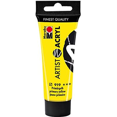 Marabu 12200055919 Artist acryl primair geel 919, 22 ml, fijne acrylverf in kunstenaarskwaliteit, op waterbasis, pasteuze consistentie, sterk gepigmenteerd, zeer goede glans en dekking Marabu 12200055919 Artist acryl primair geel 919, 22 ml, fijne acrylverf in kunstenaarskwaliteit, op waterbasis, pasteuze consistentie, sterk gepigmenteerd, zeer goede glans en dekking