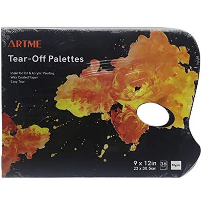 Artme Tear Off Wegwerppalet, 36 vellen, 23 x 20,5 cm/50 g/m², gewaxt papier met duimgat, eenvoudig te gebruiken, acryl, olieverf en aquarelverf Artme Tear Off Wegwerppalet, 36 vellen, 23 x 20,5 cm/50 g/m², gewaxt papier met duimgat, eenvoudig te gebruiken, acryl, olieverf en aquarelverf