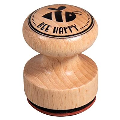 Rayher Houten stempel "Bee Happy" rond Ø 3 cm Rayher Houten stempel "Bee Happy" rond Ø 3 cm