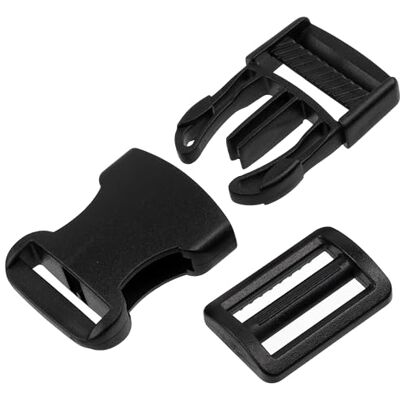 AERZETIX Set van 4 verstelbare gespen met snelsluiting + 4 schuifgespen voor het aanpassen van riemen en bandjes lus 25 mm van kunststof in de kleur zwart AERZETIX Set van 4 verstelbare gespen met snelsluiting + 4 schuifgespen voor het aanpassen van riemen en bandjes lus 25 mm van kunststof in de kleur zwart