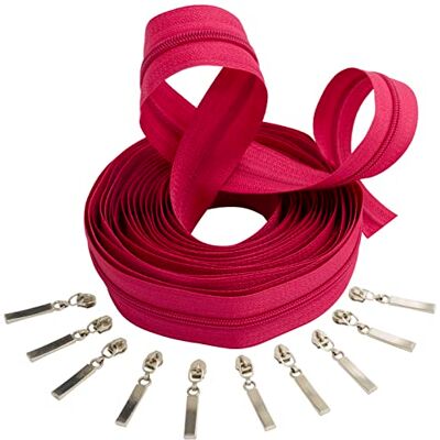 AERZETIX C62531x5-C62950x10 5m spiraal rits kit nr. 3 Kleur: magenta + 10 schuifregelaars Nr. 3 Niet afsluitbaar Kleur: Zilver metaal Mercerie Couture AERZETIX C62531x5-C62950x10 5m spiraal rits kit nr. 3 Kleur: magenta + 10 schuifregelaars Nr. 3 Niet afsluitbaar Kleur: Zilver metaal Mercerie Couture