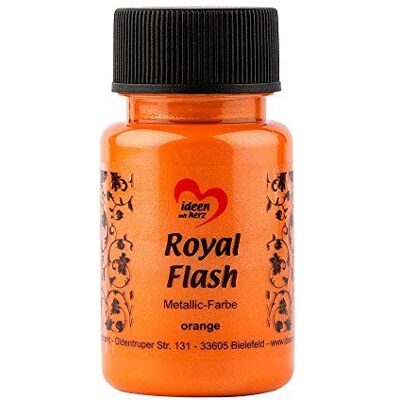 Ideen mit Herz Royal Flash Metallic acrylverf met de fijnste glitter, 50 ml, oranje Ideen mit Herz Royal Flash Metallic acrylverf met de fijnste glitter, 50 ml, oranje