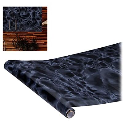 Relaxdays Zelfklevende folie, doe-het-zelf, renovaties, meubels en keuken, zelfklevende decoratieve folie, marmerlook, PVC, 45 x 200 cm, zwart Relaxdays Zelfklevende folie, doe-het-zelf, renovaties, meubels en keuken, zelfklevende decoratieve folie, marmerlook, PVC, 45 x 200 cm, zwart