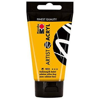 Marabu Artist 12200002921 acryl donker cadmiumgeel 75 ml, fijne acrylverf in artistieke kwaliteit, op waterbasis, pastose, sterk gepigmenteerd, zeer goede glans en dekking Marabu Artist 12200002921 acryl donker cadmiumgeel 75 ml, fijne acrylverf in artistieke kwaliteit, op waterbasis, pastose, sterk gepigmenteerd, zeer goede glans en dekking