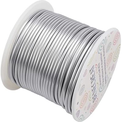BENECREAT 2 mm, 30 meter geanodiseerd aluminiumdraad voor het maken van sieraden, handwerk, het maken van kralen, voor werken met bloemen, gekleurd aluminium handwerkdraad zilverkleurig BENECREAT 2 mm, 30 meter geanodiseerd aluminiumdraad voor het maken van sieraden, handwerk, het maken van kralen, voor werken met bloemen, gekleurd aluminium handwerkdraad zilverkleurig