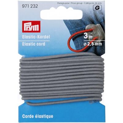 Prym Elastisch koord, 60% ED 40% PES, grijs, Ø 2,5 mm, 3 m Prym Elastisch koord, 60% ED 40% PES, grijs, Ø 2,5 mm, 3 m