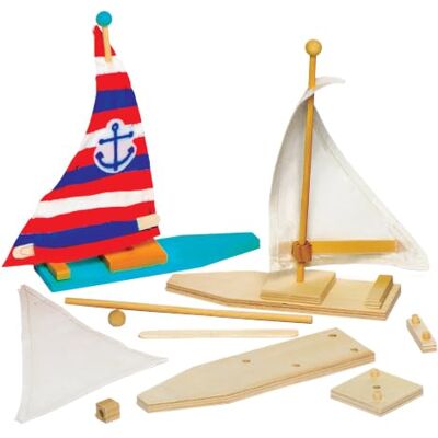 Baker Ross Set van 2 houten zeilbootkits om te personaliseren en te monteren voor kinderen Baker Ross Set van 2 houten zeilbootkits om te personaliseren en te monteren voor kinderen