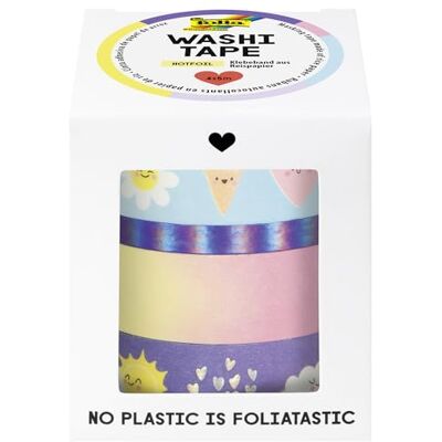 Folia SUNNYSIDE Washi Tape 26453 4 stuks rijstpapier kleurrijke weerpatronen ideaal voor decoreren en decoreren Folia SUNNYSIDE Washi Tape 26453 4 stuks rijstpapier kleurrijke weerpatronen ideaal voor decoreren en decoreren