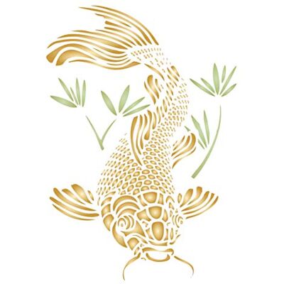 Stencil Company Sjablonen voor vis, kat, 11,43 x 16,51 cm (S) – sjablonen Oriental Carpe Koi dieren Stencil Company Sjablonen voor vis, kat, 11,43 x 16,51 cm (S) – sjablonen Oriental Carpe Koi dieren