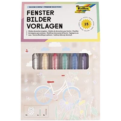 Folia 39239 Hoogwaardige fotosjablonen "Bloom & Grow" met 8 voorgedrukte motieven over het thema bloemen, Pasen en de lente, incl. 7 krijtstiften Folia 39239 Hoogwaardige fotosjablonen "Bloom & Grow" met 8 voorgedrukte motieven over het thema bloemen, Pasen en de lente, incl. 7 krijtstiften