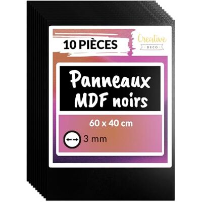 Creative 10 x MDF-plaat, zwart, 600 x 400 x 3 mm Vel van ruw hout, ideaal voor knutselen, lasersnijden, graveren, houten platen voor brandschilderen, linograveren Creative 10 x MDF-plaat, zwart, 600 x 400 x 3 mm Vel van ruw hout, ideaal voor knutselen, lasersnijden, graveren, houten platen voor brandschilderen, linograveren