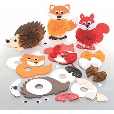 Baker Ross FE725 Pompons voor kinderen, motief boordieren, 3 stuks, wollen pompon, pom, pompons, creatieve vrije tijd voor kinderen Baker Ross FE725 Pompons voor kinderen, motief boordieren, 3 stuks, wollen pompon, pom, pompons, creatieve vrije tijd voor kinderen