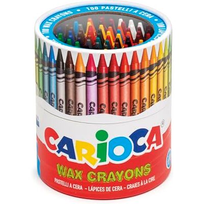 CARIOCA Wax-potloden, waskrijtjes met punt voor kinderen, wasbaar, zacht en glad, verschillende kleuren, gemakkelijk te slijpen, 100 stuks CARIOCA Wax-potloden, waskrijtjes met punt voor kinderen, wasbaar, zacht en glad, verschillende kleuren, gemakkelijk te slijpen, 100 stuks