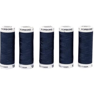 KORBOND 500m marineblauwe polyestergaren spoel 5 x 100 m voor handnaaimachines krimpt niet ideaal voor repareren, snijden, quilten, knutselen, repareren en verfraaien KORBOND 500m marineblauwe polyestergaren spoel 5 x 100 m voor handnaaimachines krimpt niet ideaal voor repareren, snijden, quilten, knutselen, repareren en verfraaien