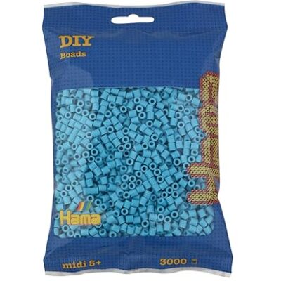 Hama Kralen 201-08: zak met ca. 3000 stuks Midi knutselkralen met een diameter van 5 mm in azuurblauw, creatief plezier voor groot en klein Hama Kralen 201-08: zak met ca. 3000 stuks Midi knutselkralen met een diameter van 5 mm in azuurblauw, creatief plezier voor groot en klein
