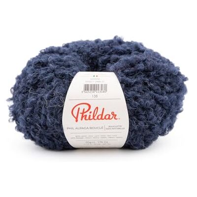 Phildar Phil Alpaca krullende wol breiwol 40% alpaca, 60% wol naald nr. 6 kleur marineblauw Phildar Phil Alpaca krullende wol breiwol 40% alpaca, 60% wol naald nr. 6 kleur marineblauw