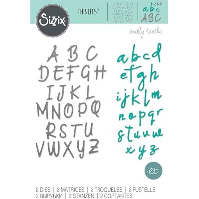 Sizzix Thinlit stansvormen, 2 stuks, alfabet, meerkleurig, Eén maat Sizzix Thinlit stansvormen, 2 stuks, alfabet, meerkleurig, Eén maat