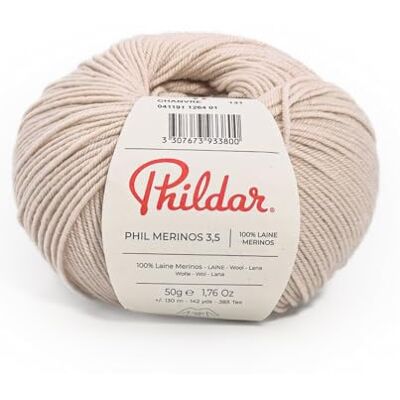 Phildar Phil Merinos 3.5 wol haak- en breiwol 100% wol (merinos) naald nr. 3,5 kleur wit Phildar Phil Merinos 3.5 wol haak- en breiwol 100% wol (merinos) naald nr. 3,5 kleur wit