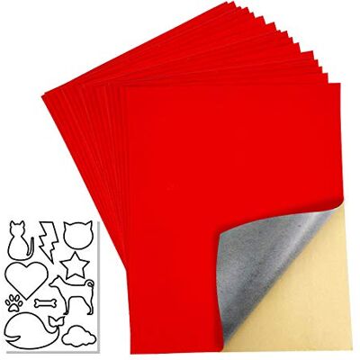 Tura 20 vellen fluweel, zelfklevend, voor sieraden, laden, knutselen, stof (rood) Tura 20 vellen fluweel, zelfklevend, voor sieraden, laden, knutselen, stof (rood)