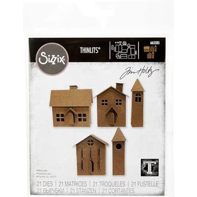 Sizzix Set van 21 Thinlits Paper Village #2 matrices van Tim Holtz, 665585 Sizzix Set van 21 Thinlits Paper Village #2 matrices van Tim Holtz, 665585