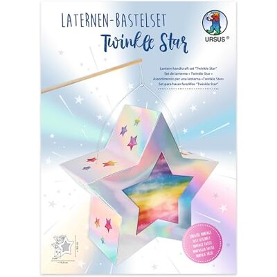 Ursus 18790001F Twinkle Star lantaarns knutselset, zilver, ca. 19,3 x 18,3 x 8 cm, set voor zelfgemaakte sterlantaarn, 350 g/m² karton en 110 g/m² transparant papier Ursus 18790001F Twinkle Star lantaarns knutselset, zilver, ca. 19,3 x 18,3 x 8 cm, set voor zelfgemaakte sterlantaarn, 350 g/m² karton en 110 g/m² transparant papier
