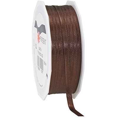 PRÄSENT Espresso (bruin), 50 m voor verpakking, 0,6 cm breed, decoratief en handwerk, decoratief lint voor geschenken, voor elke gelegenheid, polyester, 6 mm tot 50 m PRÄSENT Espresso (bruin), 50 m voor verpakking, 0,6 cm breed, decoratief en handwerk, decoratief lint voor geschenken, voor elke gelegenheid, polyester, 6 mm tot 50 m