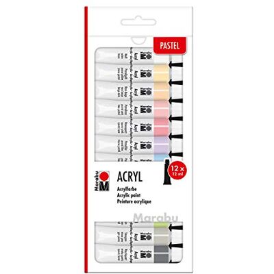 Marabu Pastel acrylverf 12 ml (12 stuks) Marabu Pastel acrylverf 12 ml (12 stuks)