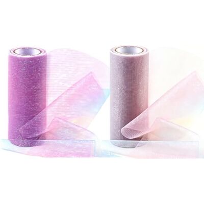 Hoshisea 2 stuks pailletten-tule decoratiestof, rollen tule rollen, stertule stof, verpakkingspapier van tule, geschikt voor het maken van handwerk (lint) Hoshisea 2 stuks pailletten-tule decoratiestof, rollen tule rollen, stertule stof, verpakkingspapier van tule, geschikt voor het maken van handwerk (lint)