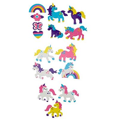 GLOREX Set van 28 stickers van schuimrubber, eenhoorn, verschillende motieven, ideaal voor het versieren van wenskaarten, scrapbooking, enz., 6 2247 706, kleurrijk, uniek GLOREX Set van 28 stickers van schuimrubber, eenhoorn, verschillende motieven, ideaal voor het versieren van wenskaarten, scrapbooking, enz., 6 2247 706, kleurrijk, uniek