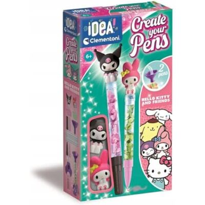 Clementoni Idea Create Your Pens My Melody en Kuromi, Mini Lab personaliseerbare pennen voor kinderen vanaf 6 jaar, creatieve set met 2 pennen om te versieren en figuren 18431 Clementoni Idea Create Your Pens My Melody en Kuromi, Mini Lab personaliseerbare pennen voor kinderen vanaf 6 jaar, creatieve set met 2 pennen om te versieren en figuren 18431