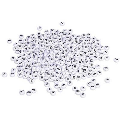 Rayher 16056102 350 stuks witte ronde kunststof kralen met zwarte cijfers aan beide zijden 6 mm diameter, 40 g (ca. 350 stuks) Rayher 16056102 350 stuks witte ronde kunststof kralen met zwarte cijfers aan beide zijden 6 mm diameter, 40 g (ca. 350 stuks)