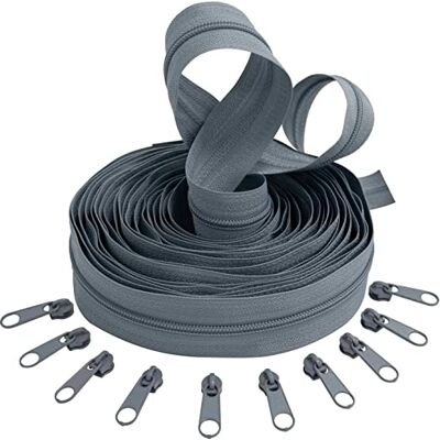 AERZETIX C62543x5-C62615x10 set met ritssluiting spiraal 5 m nr. 3 kleur: loodgrijs + 10 schuivers nr. 3 niet afsluitbaar kleur: loodgrijs metaal genaaid fournituren AERZETIX C62543x5-C62615x10 set met ritssluiting spiraal 5 m nr. 3 kleur: loodgrijs + 10 schuivers nr. 3 niet afsluitbaar kleur: loodgrijs metaal genaaid fournituren