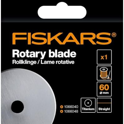 Fiskars Origineel reservemes, draaibaar titanium lemmet voor rechte sneden, met meshouder, Ø 60 mm, staal met titanium coating, 1066044 Fiskars Origineel reservemes, draaibaar titanium lemmet voor rechte sneden, met meshouder, Ø 60 mm, staal met titanium coating, 1066044
