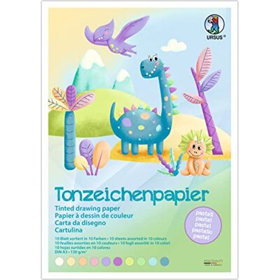 Ursus 2164099 tekenpapier, pastel, DIN A3, 130 g/m², 20 vellen in 10 kleuren, kleurrijk, van verse cellulose, lichtbestendig, ideaal om te knutselen Ursus 2164099 tekenpapier, pastel, DIN A3, 130 g/m², 20 vellen in 10 kleuren, kleurrijk, van verse cellulose, lichtbestendig, ideaal om te knutselen