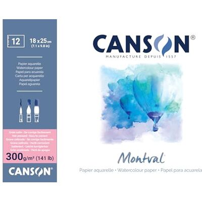 Canson Montval Satijnen aquarelpapier, 300 g/m², blad, 18 x 25 cm, poederbeige Canson Montval Satijnen aquarelpapier, 300 g/m², blad, 18 x 25 cm, poederbeige