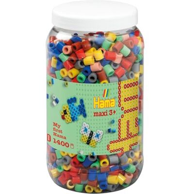 Hama 8543 – creatieve vrije tijd – pot met 1400 strijkkralen – maxi-maat Hama 8543 – creatieve vrije tijd – pot met 1400 strijkkralen – maxi-maat