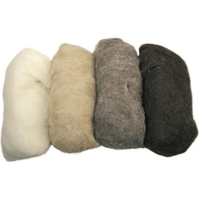 Rayher 5363300 Pure scheerwol gemêleerd, vliesstof, 4 kleuren, 25 g, bruin Rayher 5363300 Pure scheerwol gemêleerd, vliesstof, 4 kleuren, 25 g, bruin