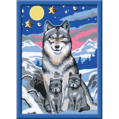 Ravensburger Schilderen op nummer 27784 schattige wolfsfamilie kinderen vanaf 9 jaar: met glitterstenen om te versieren! Ravensburger Schilderen op nummer 27784 schattige wolfsfamilie kinderen vanaf 9 jaar: met glitterstenen om te versieren!