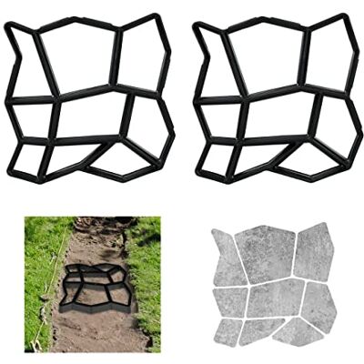 Relaxdays Set van 2 trottoirvormen voor het versieren van tuinpaden, om zelf te gieten, 4 x 32 x 32 cm, kunststof, zwart Relaxdays Set van 2 trottoirvormen voor het versieren van tuinpaden, om zelf te gieten, 4 x 32 x 32 cm, kunststof, zwart