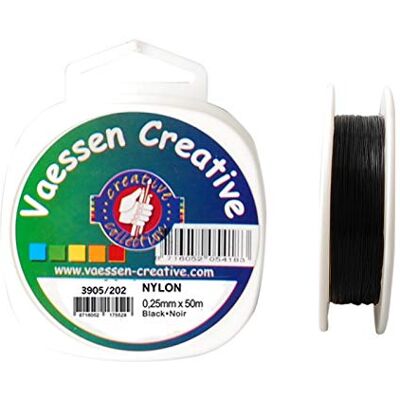 Creative Nylondraad, zwart, 0,25 mm x 50 m, scheurbestendig nylondraad, visdraad om te knutselen, naaien, kralenrijgen en ophangen van decoratieve artikelen, 0,6 Creative Nylondraad, zwart, 0,25 mm x 50 m, scheurbestendig nylondraad, visdraad om te knutselen, naaien, kralenrijgen en ophangen van decoratieve artikelen, 0,6