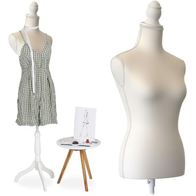Relaxdays , dames, maat 36/38, verstelbaar van 165 tot 175 cm, met houten standaard, wit Relaxdays , dames, maat 36/38, verstelbaar van 165 tot 175 cm, met houten standaard, wit