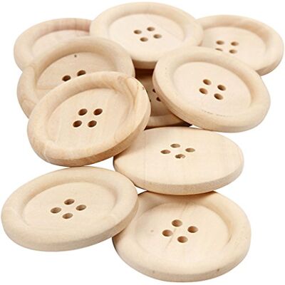 Creativ Houten knoppen, d: 35 mm, binnendiameter 2 mm, Perzische lila, 4 gaten, 10 stuks Creativ Houten knoppen, d: 35 mm, binnendiameter 2 mm, Perzische lila, 4 gaten, 10 stuks