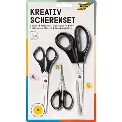Folia mooie schaarset, 3-delig, zwart, groot, medium, filigraan Folia mooie schaarset, 3-delig, zwart, groot, medium, filigraan