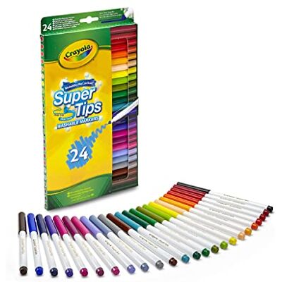 CRAYOLA Set met 24 wasbare viltstiften, conische punt voor fijne en dikke lijnen aanbevolen leeftijd: vanaf 3 jaar CRAYOLA Set met 24 wasbare viltstiften, conische punt voor fijne en dikke lijnen aanbevolen leeftijd: vanaf 3 jaar
